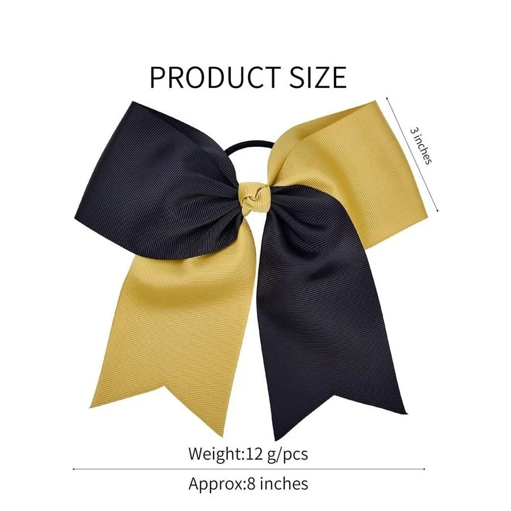 12 count 8” Two Tone Gold & Black Handmade Ponytail  for Teens,Tween dance